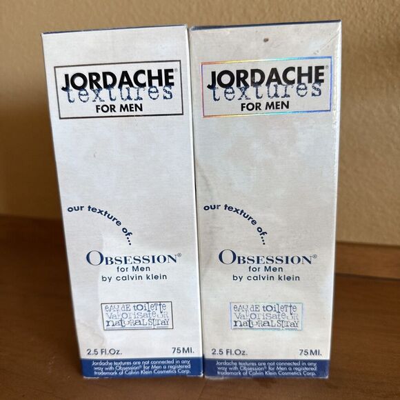 JORDACHE TEXTURES For Men  Obsession By Calvin Klein 2.5 Fl. Oz. Two Bottle - Picture 1 of 5